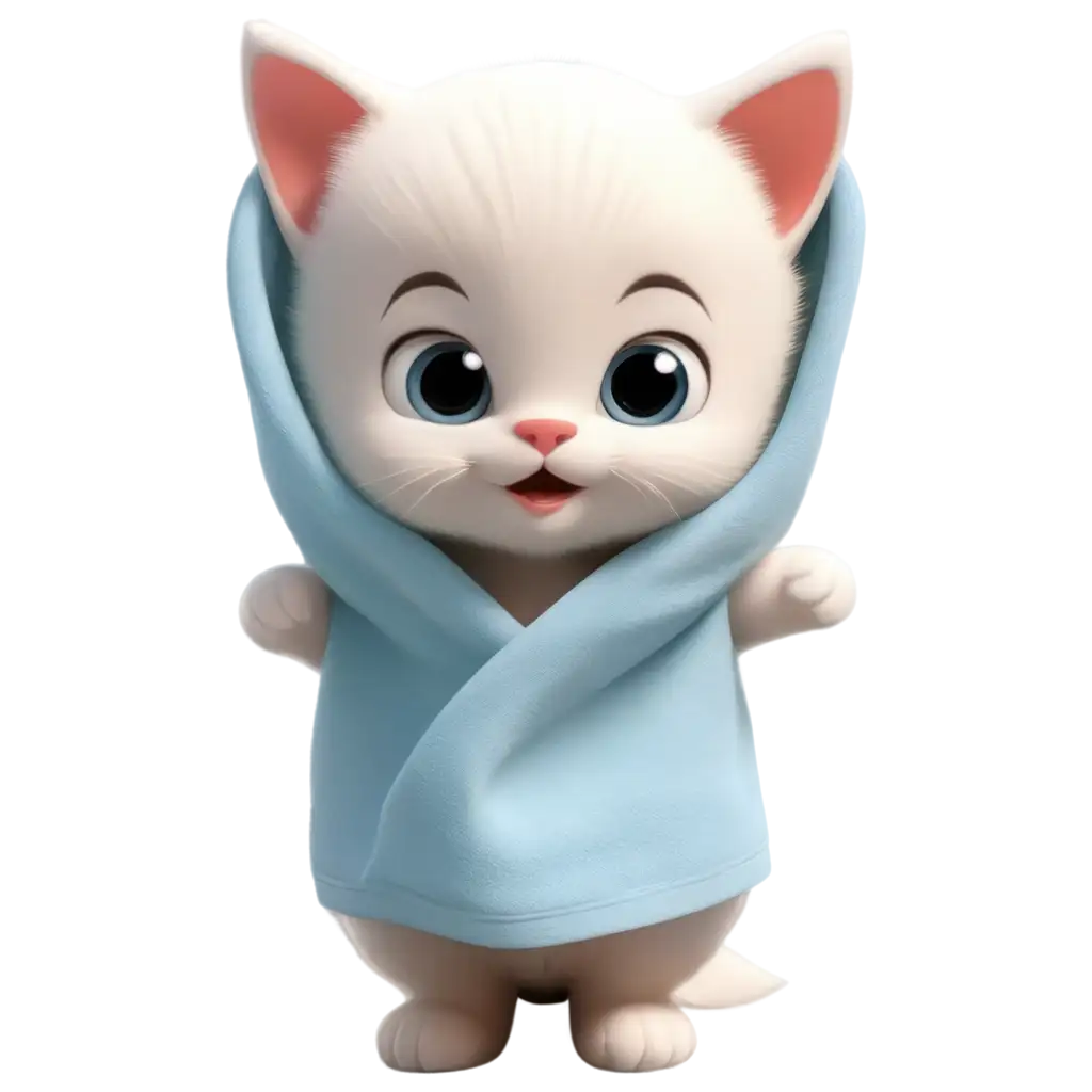 Adorable-White-Kitten-with-Terry-Towel-Cartoon-PNG-Image-for-Cute-Cat-Lovers