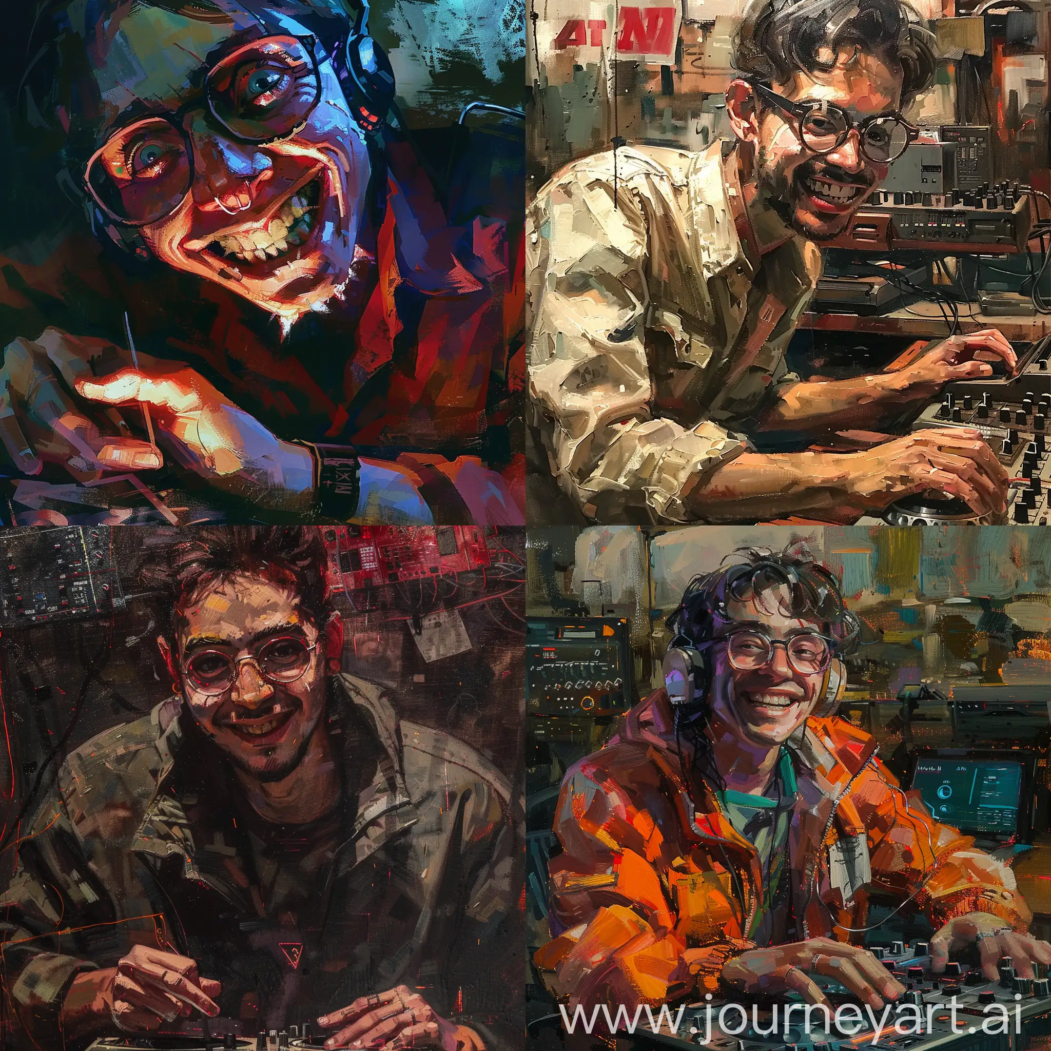 Soviet-Student-Smiling-with-Cyberpunk-DJ-Painting