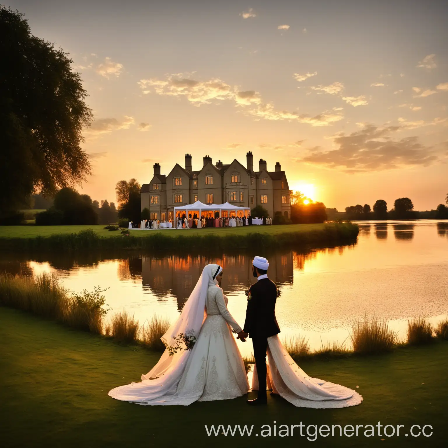 Muslim-Couples-Romantic-Riverbank-Wedding-at-Country-House-Sunset