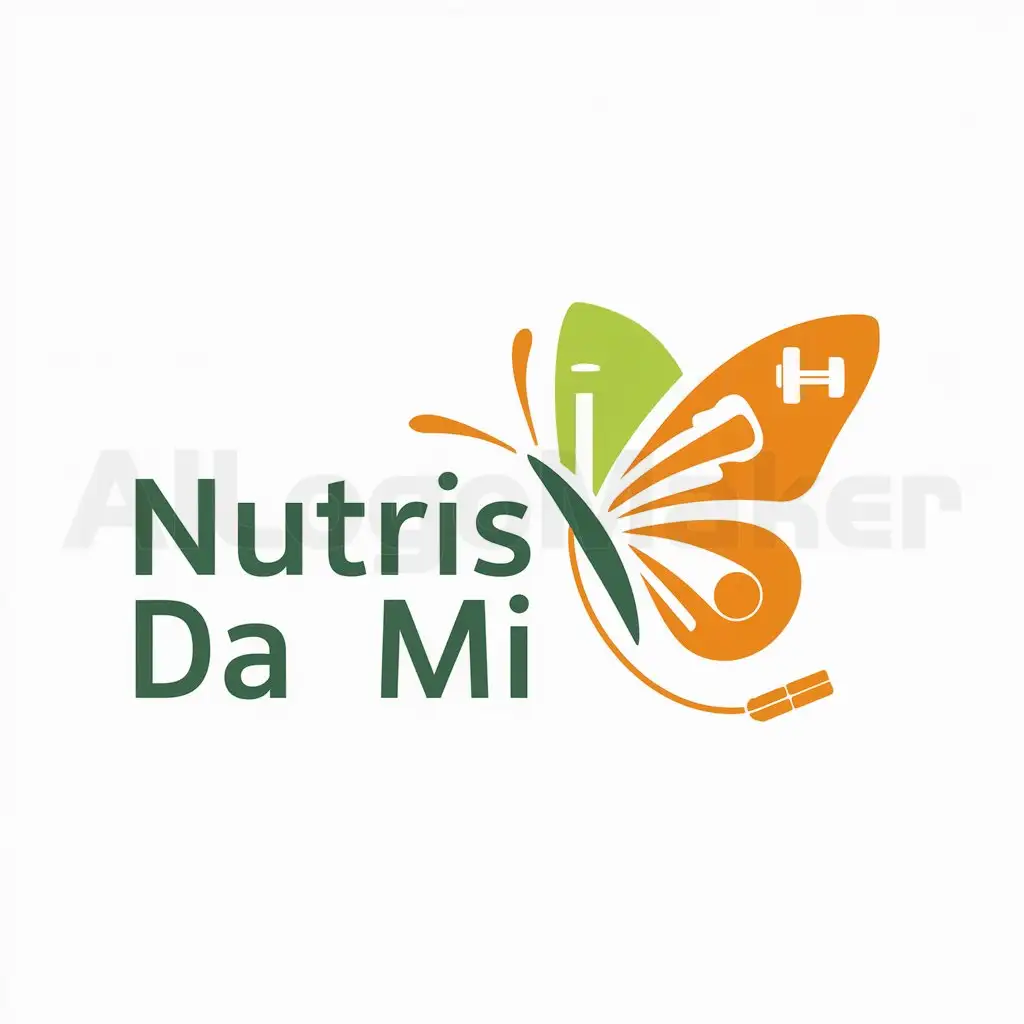 a logo design,with the text "Nutris da Mi", main symbol:my logo symbol is a butterfly,Moderate,be used in Sports Fitness industry,clear background