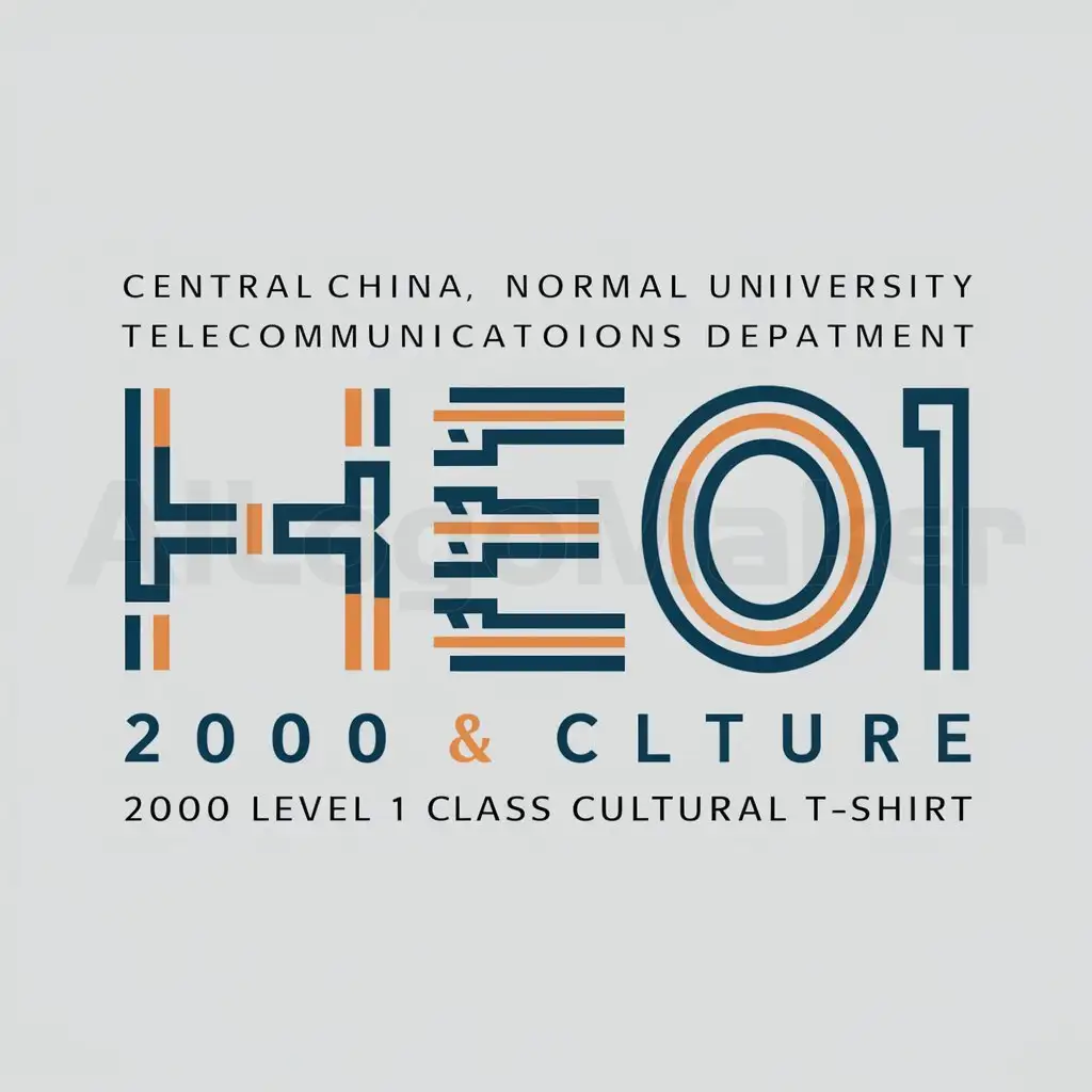 a logo design,with the text "Central China Normal University Telecommunications Department 2000 Level 1 Class Cultural T-shirt", main symbol:HUST，EI，001,Moderate,clear background