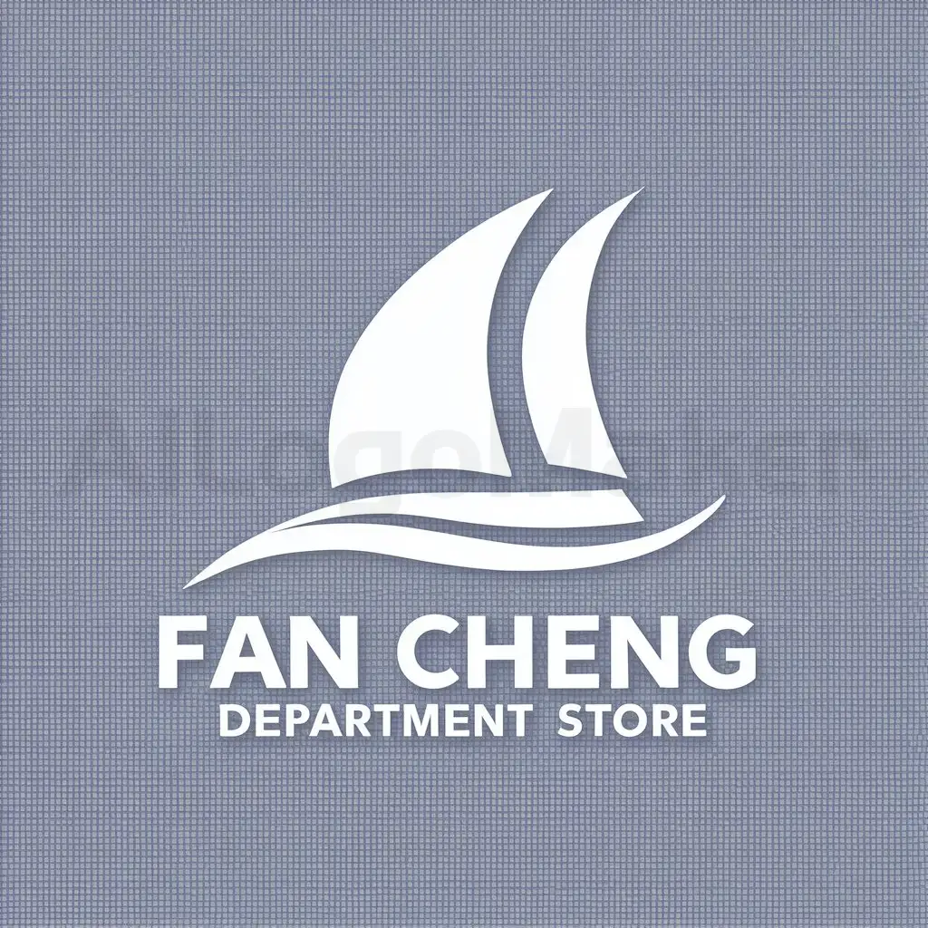 LOGO-Design-for-Fan-Cheng-Department-Store-Minimalistic-Sail-Symbol-on-Clear-Background