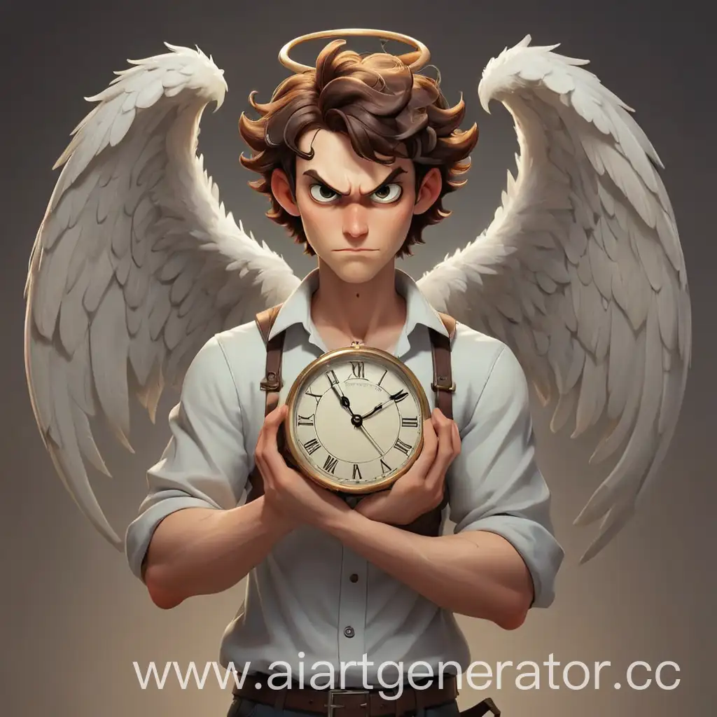 Whimsical-Cartoon-Character-Half-Demon-Half-Angel-with-Clock