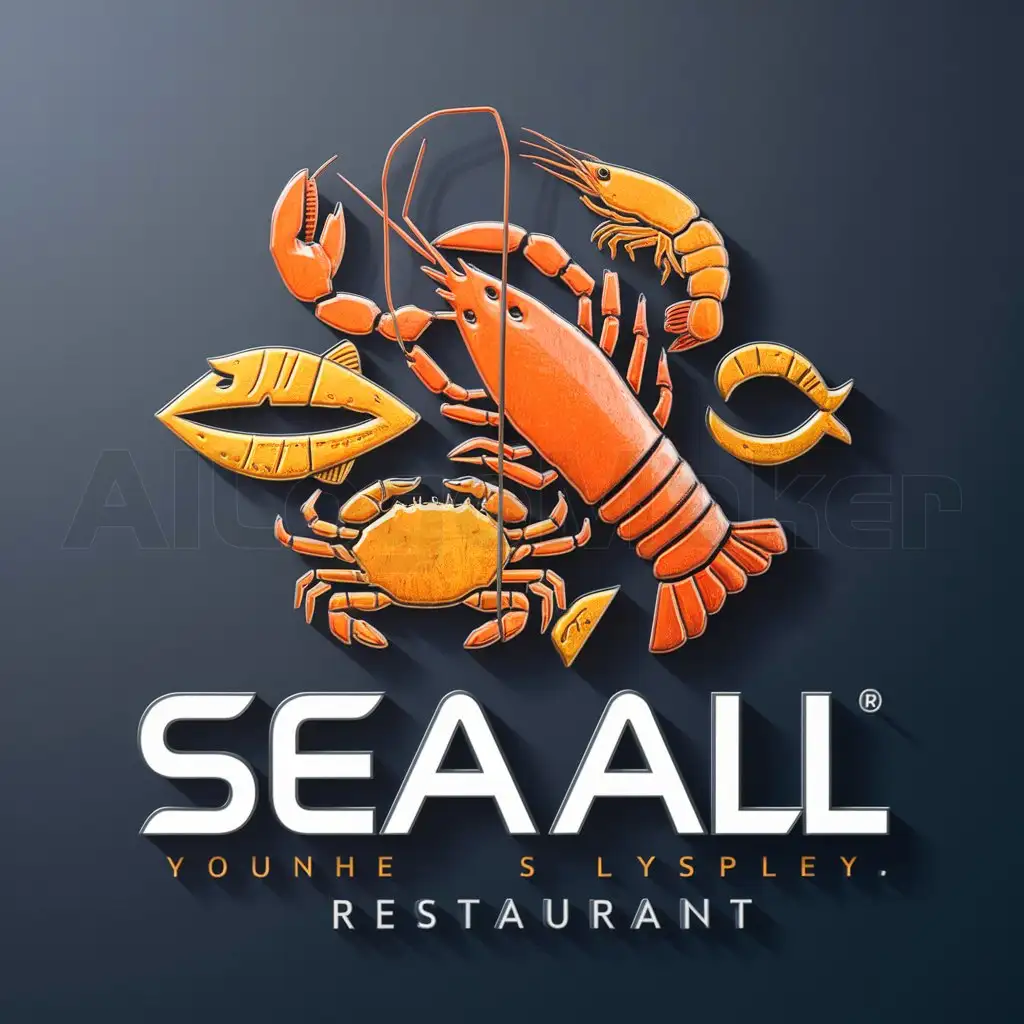 a logo design,with the text "Sea All", main symbol:food,complex,be used in Restaurant industry,clear background