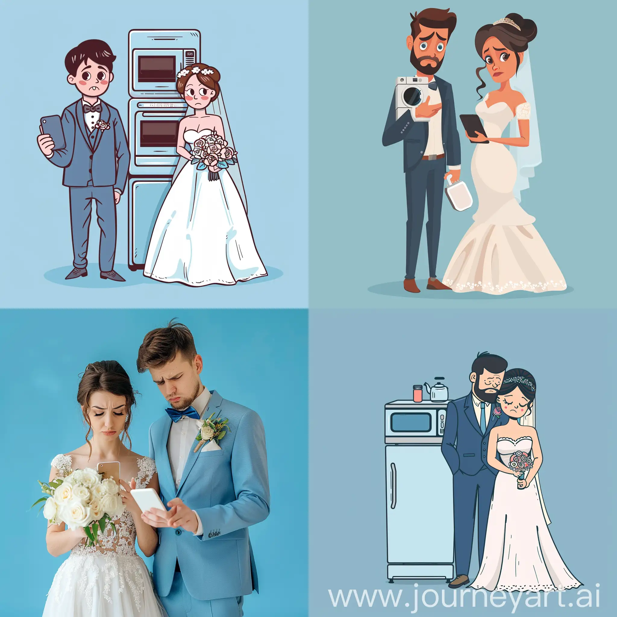 Bride-and-Groom-Shopping-for-Kitchen-Appliances-on-Mobile-Screen