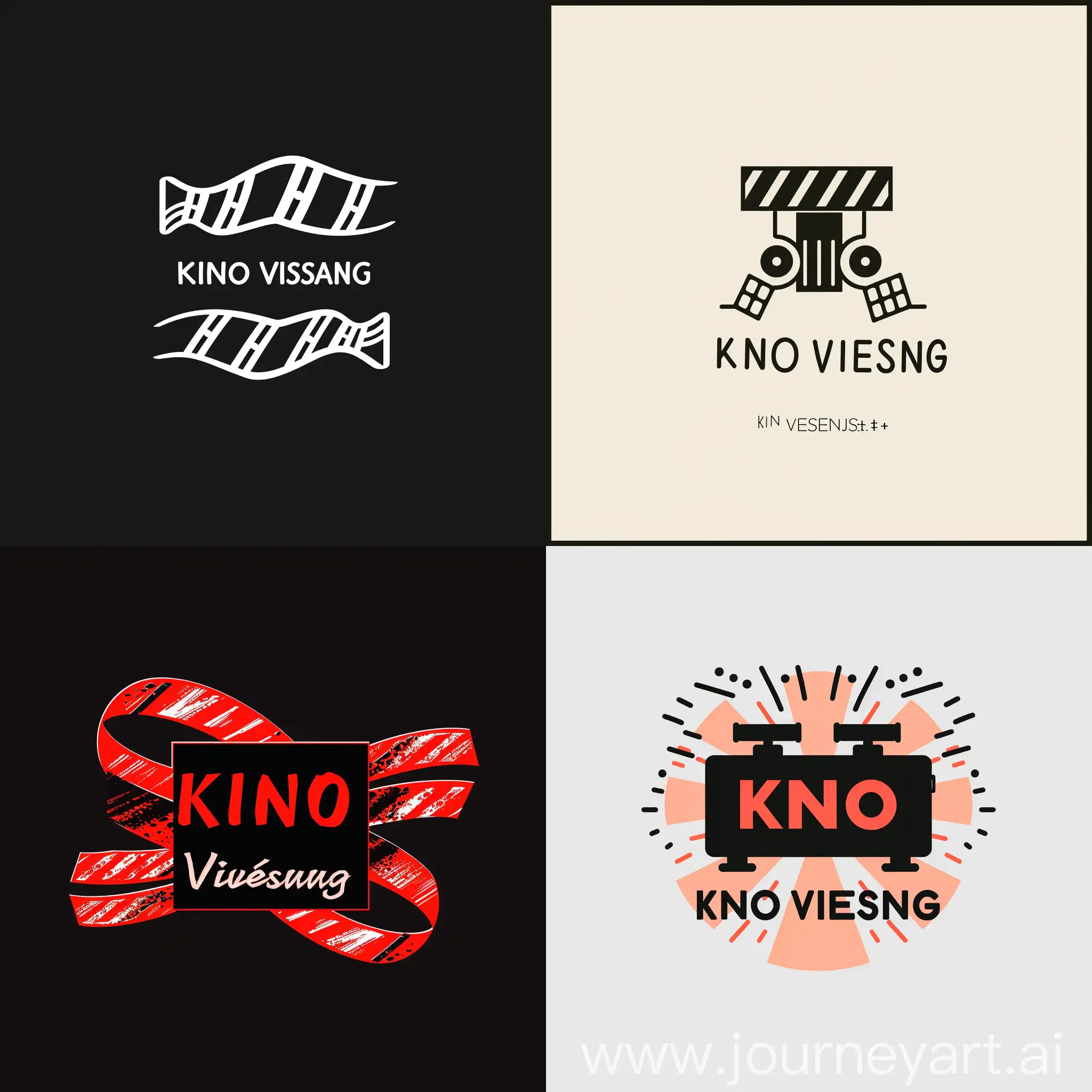 A simple creative corporate logo for movie business, include words "kino viesnage" 