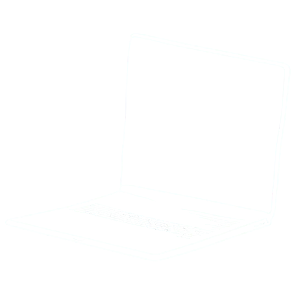 A cartoonish laptop sketch with white outline