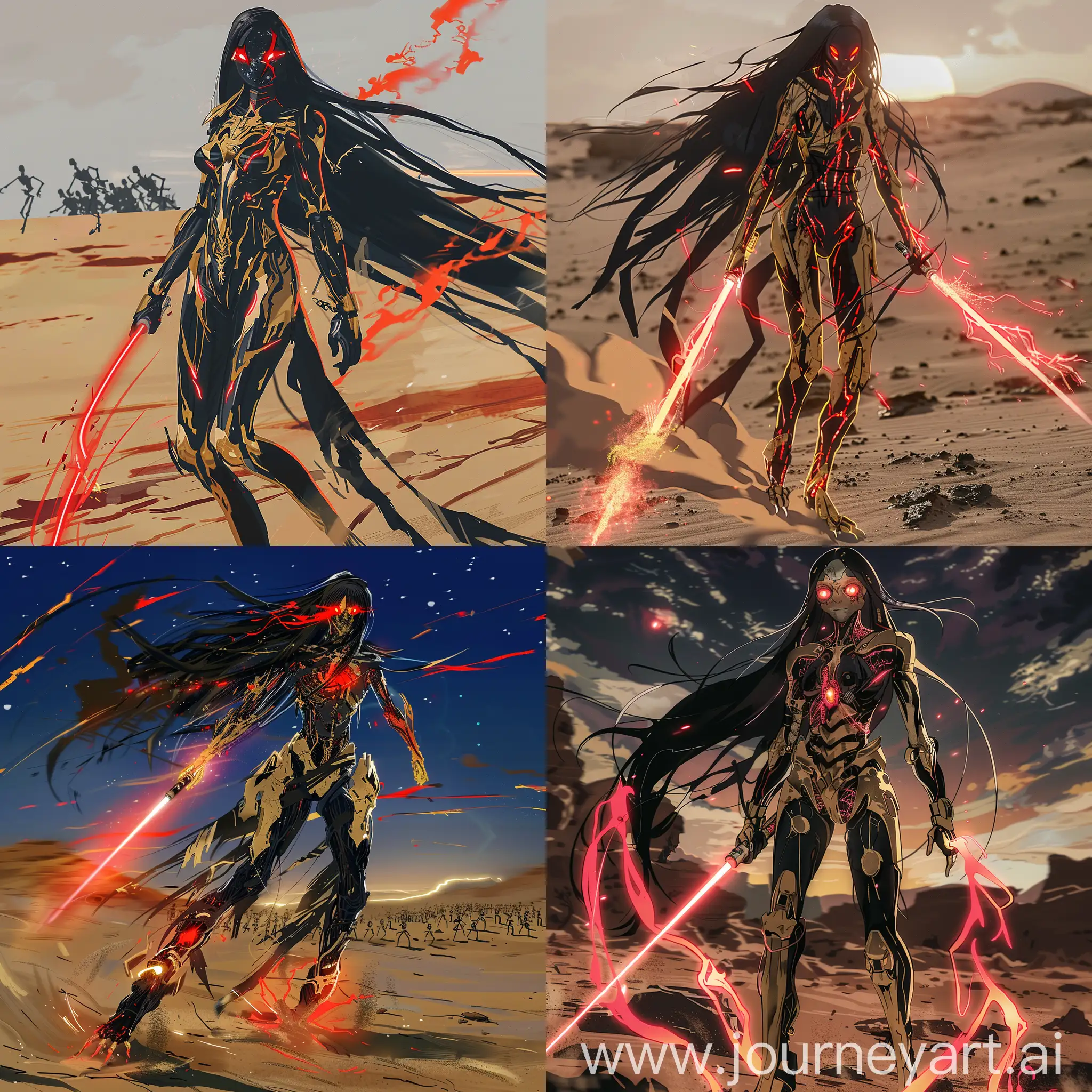 Epic-Night-March-Woman-in-Wargreymon-Costume-Commands-Skeleton-Army-in-Desert-Battle