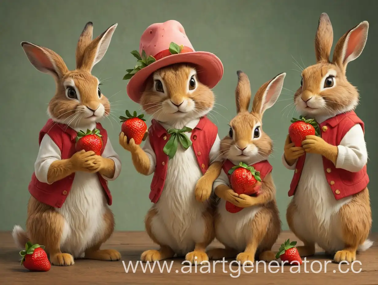 Playful-Hare-Wearing-a-Strawberry-Hat