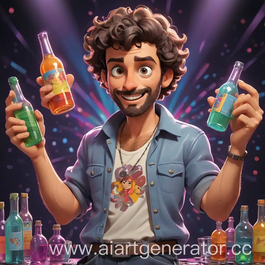 Cartoon-Disco-Characters-Dancing-with-Bottles