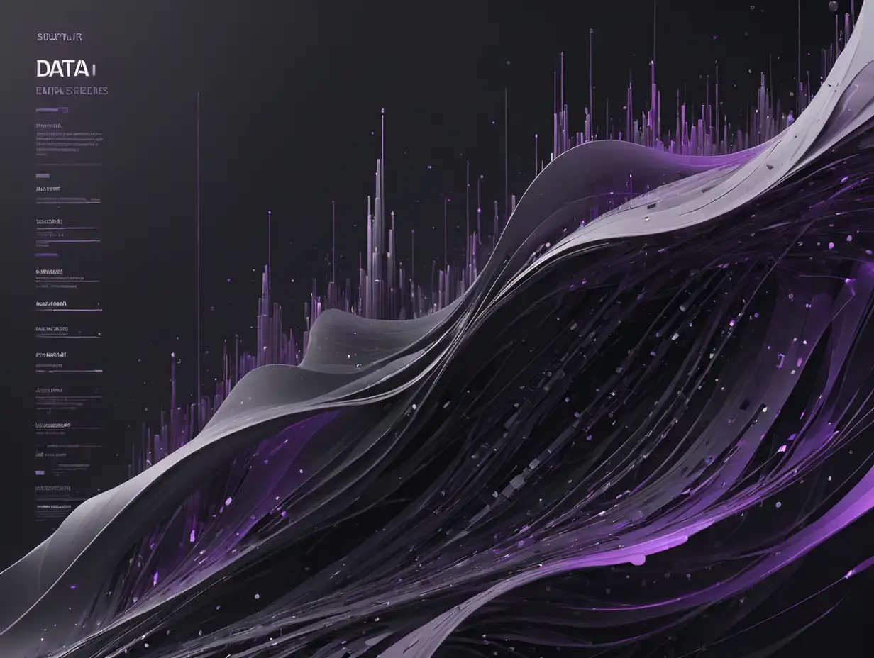 Futuristic HighTech Data Analysis Art Minimal Elegant Design in Black Grey and Purple