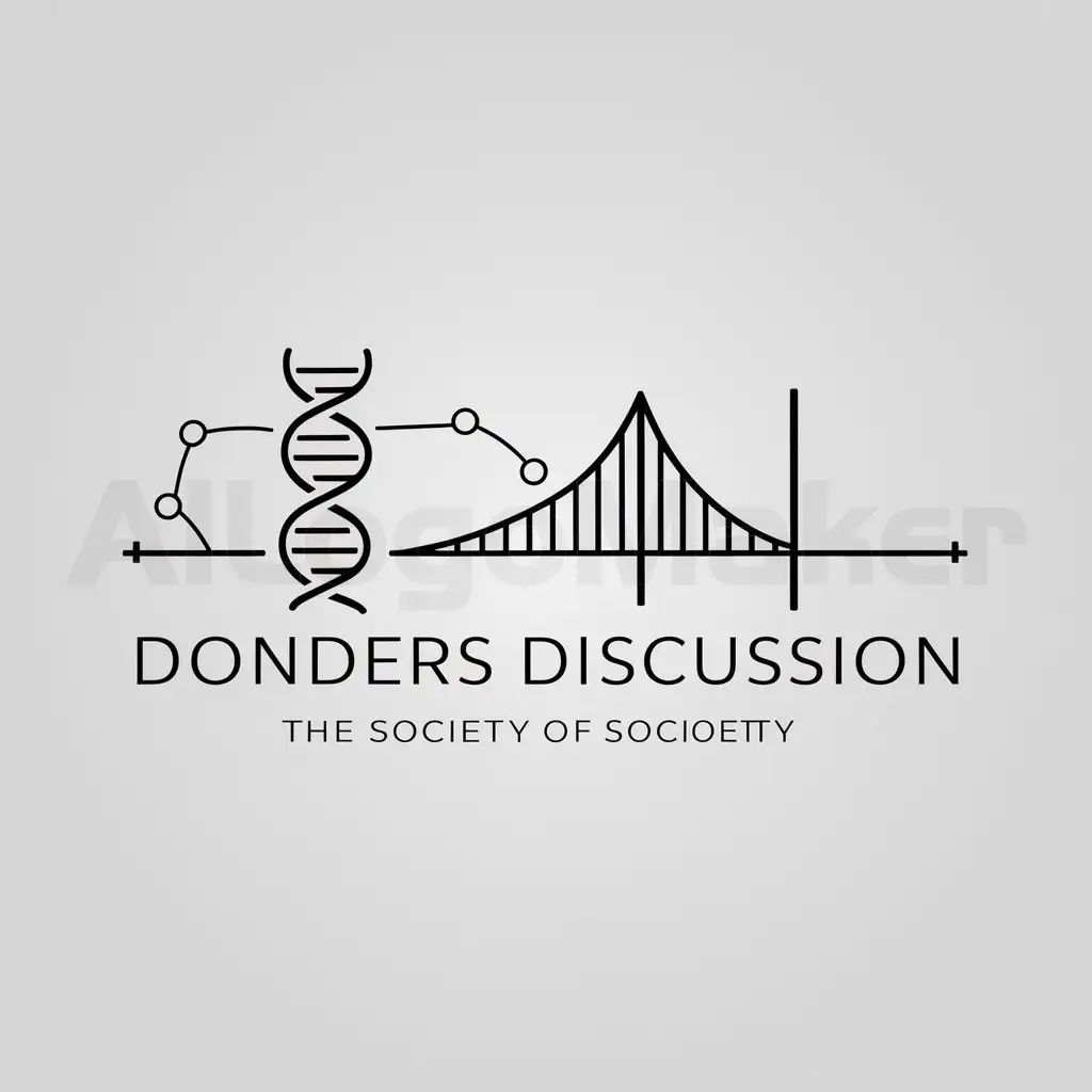 a logo design,with the text "Donders Discussion", main symbol:DNA double helix neurosciences neurons sciences link bridge society human being connection connectivity,Minimalistic,be used in Technology industry,clear background