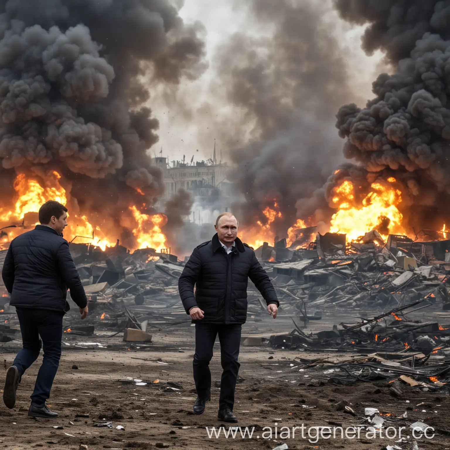 Путин на Зеленском скачет на фоне взрывов