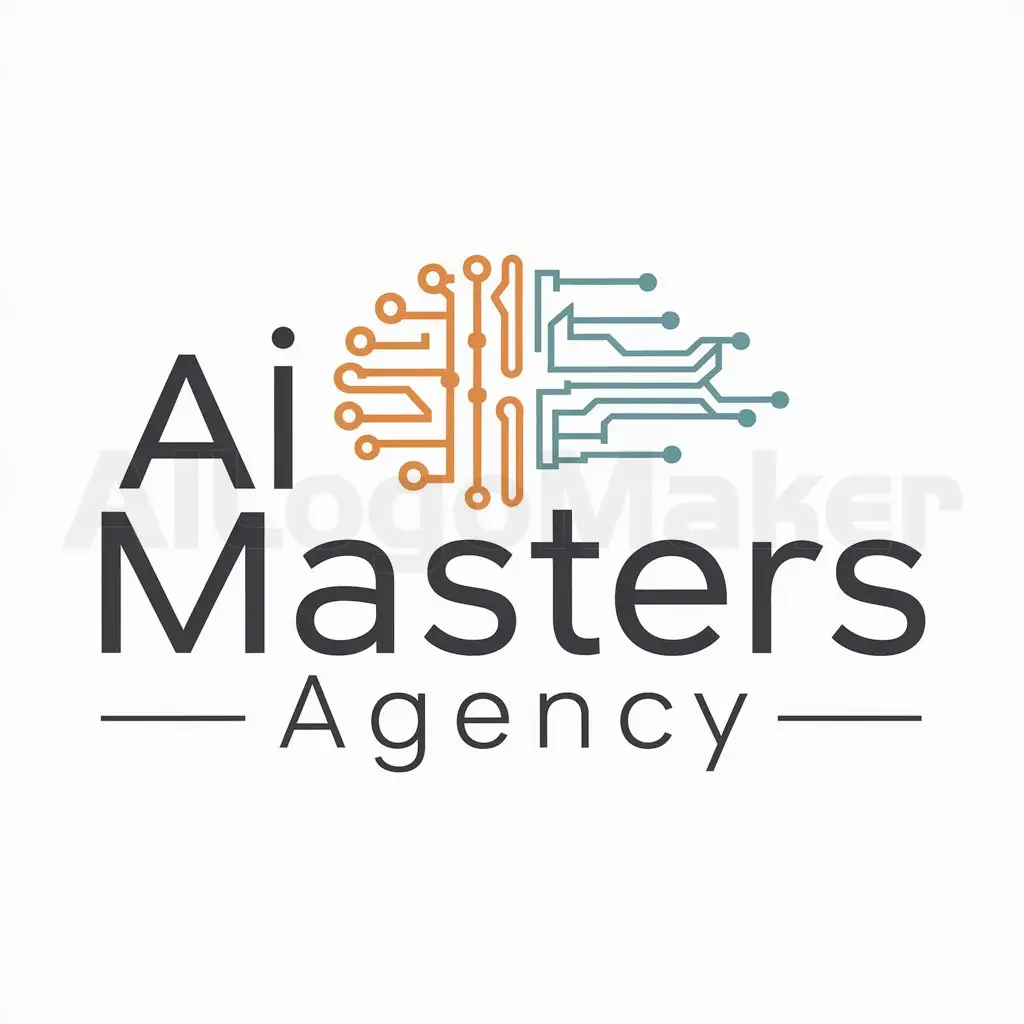 a logo design,with the text "AI Masters Agency", main symbol:Artificial Intelligence,complex,be used in Technology industry,clear background