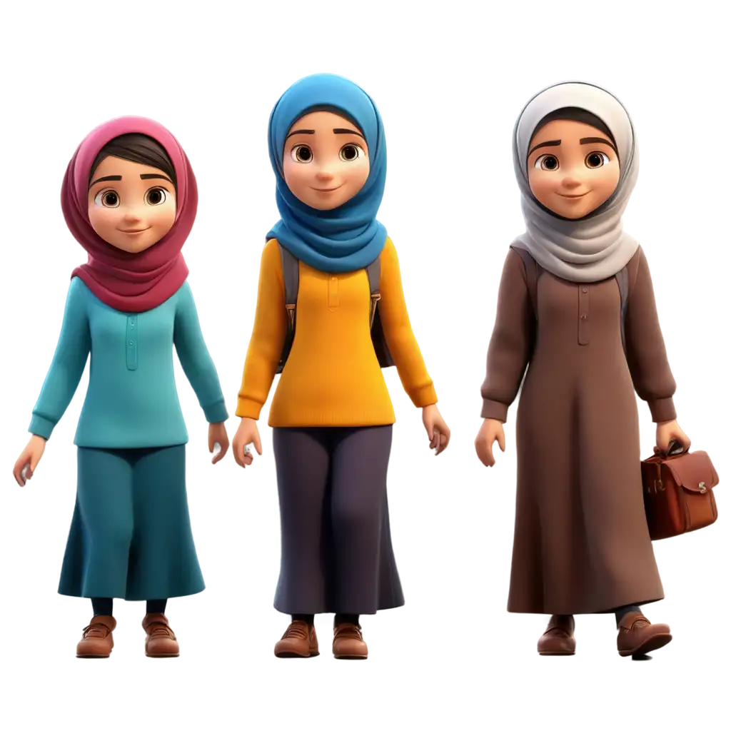 gambar animasi kartun muslimah berseragam sekolah
