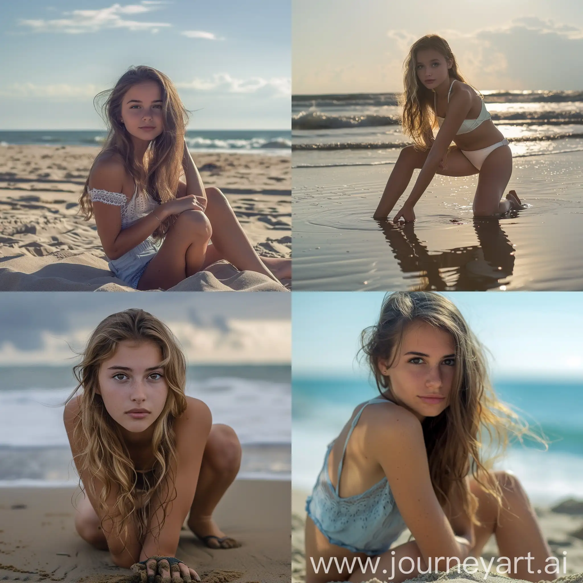 Attractive-22YearOld-Woman-Posing-Gracefully-on-Sandy-Beach