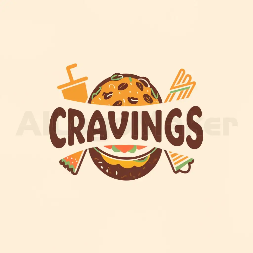 a logo design,with the text "CRAVINGS", main symbol:FOOD,Moderate,clear background