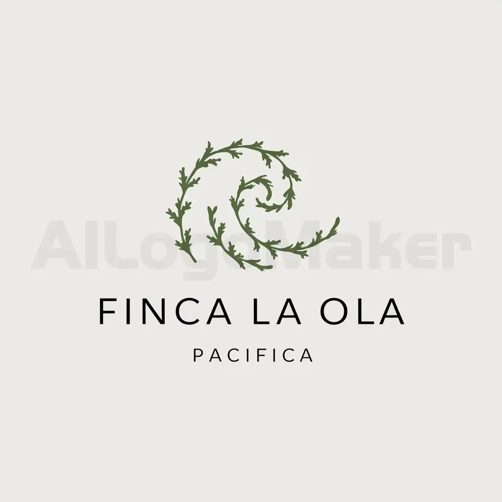 a logo design,with the text "Finca La Ola Pacifica", main symbol:a wave made from natural vine branches,Minimalistic,clear background