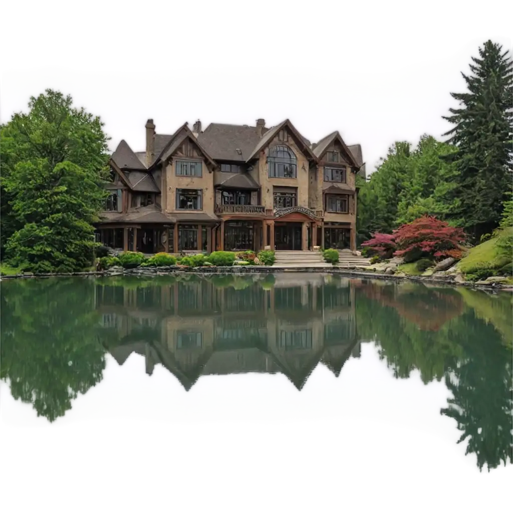 big house near lake with beautiful place