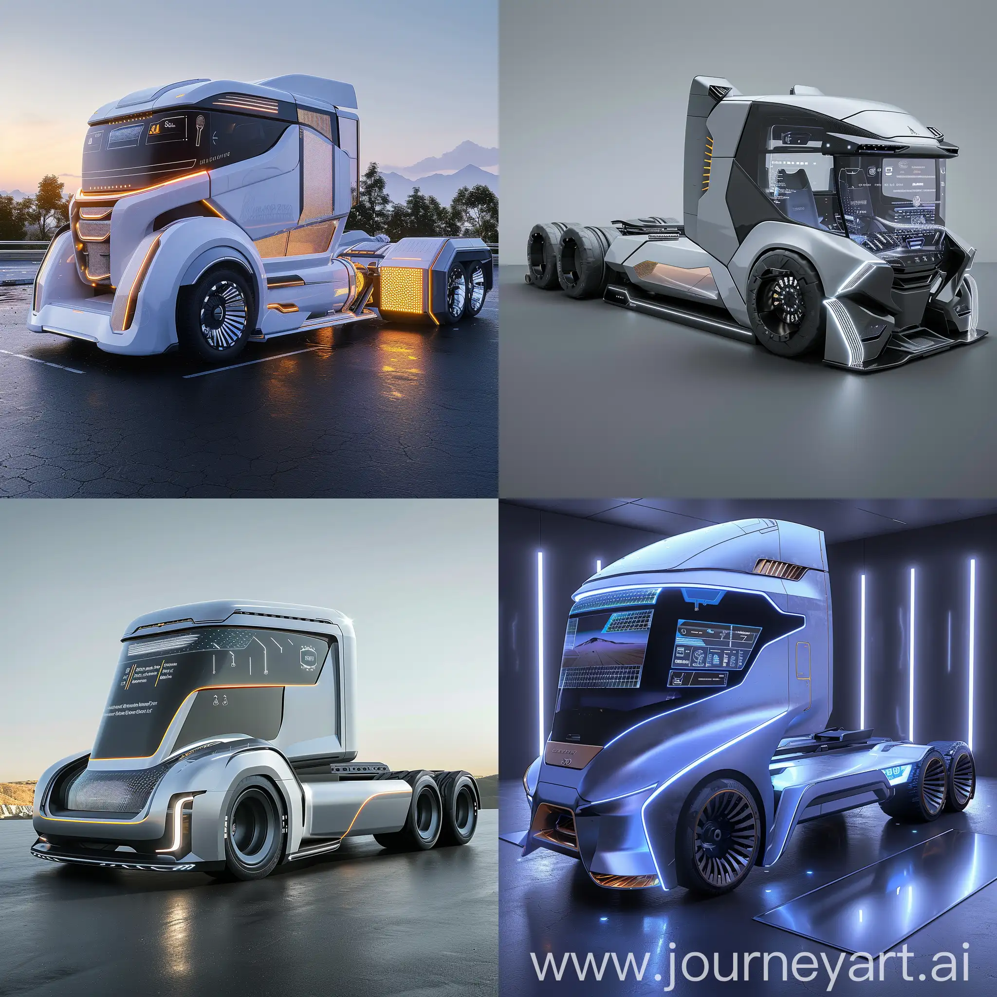 Futuristic-Autonomous-Truck-with-Augmented-Reality-Dashboard-and-Biometric-Recognition