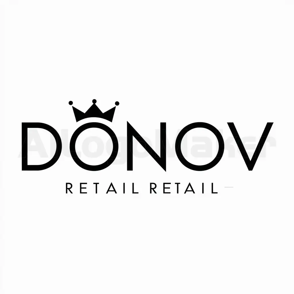 a logo design,with the text "DONOV", main symbol:crown,Moderate,be used in Retail industry,clear background