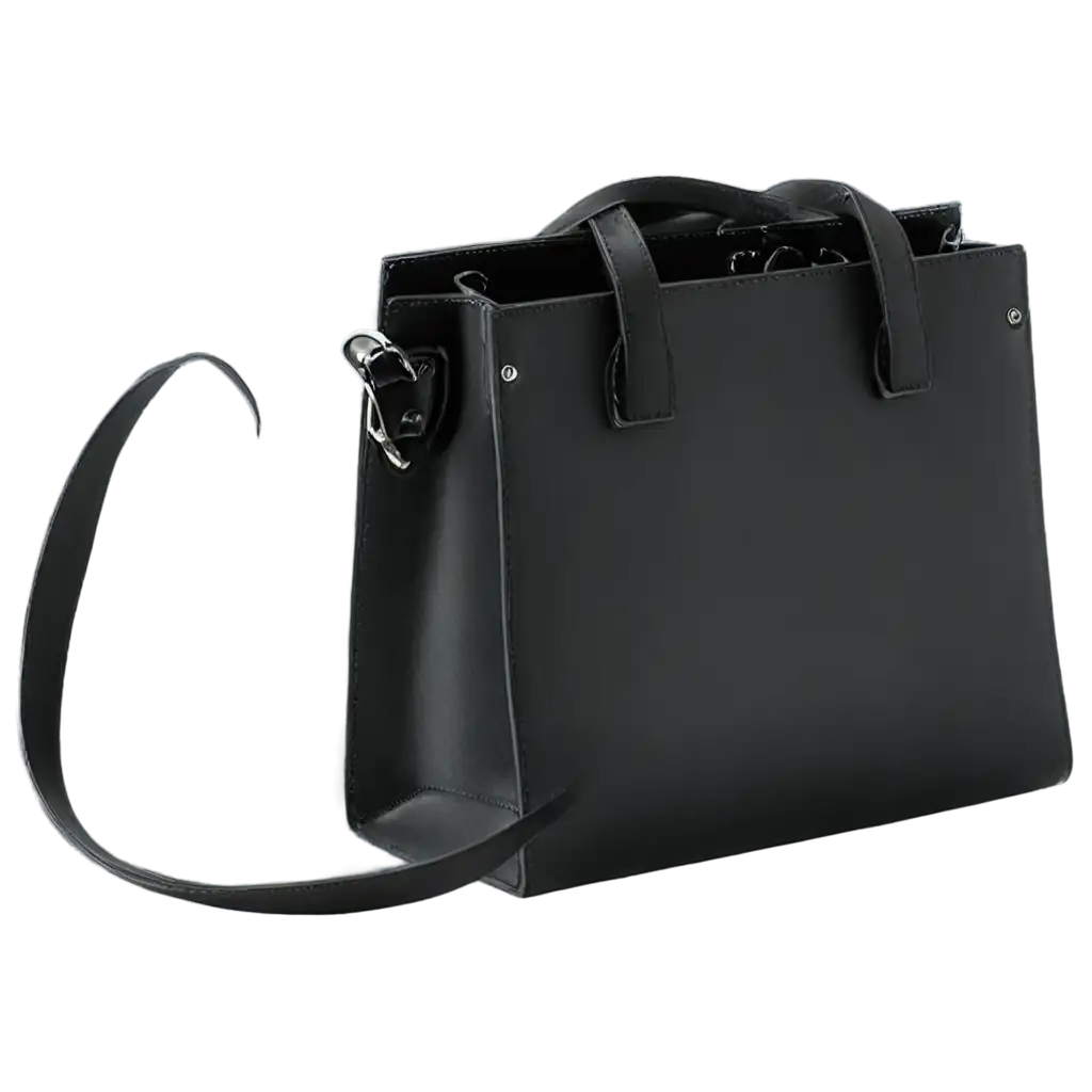 Premium-PNG-Image-Single-Black-Leather-Bag-HighQuality-Render-for-Versatile-Use