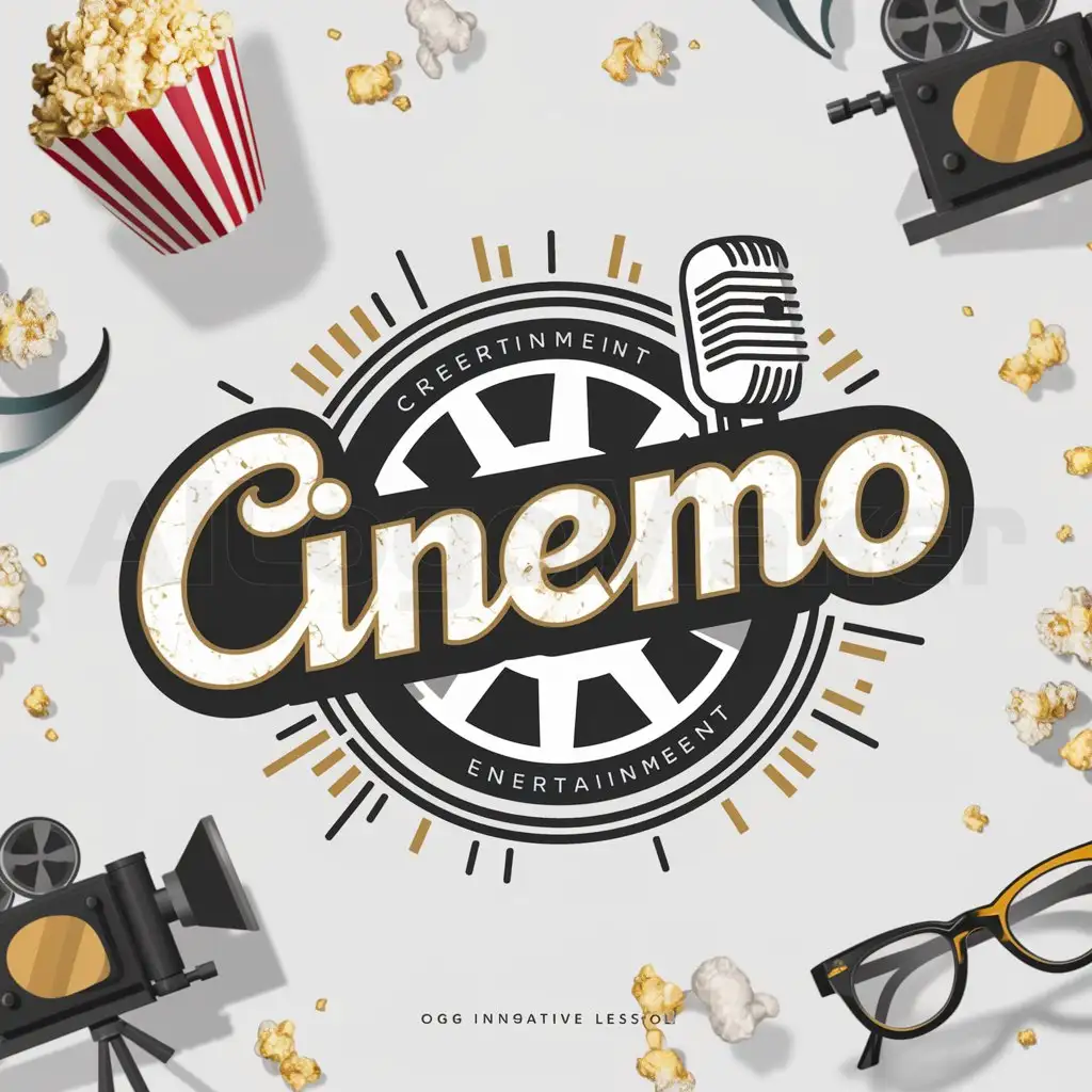 a logo design,with the text "Cinemo", main symbol:commedy,vintage, creative, fun, innovative,Moderate,be used in Entertainment industry,clear background