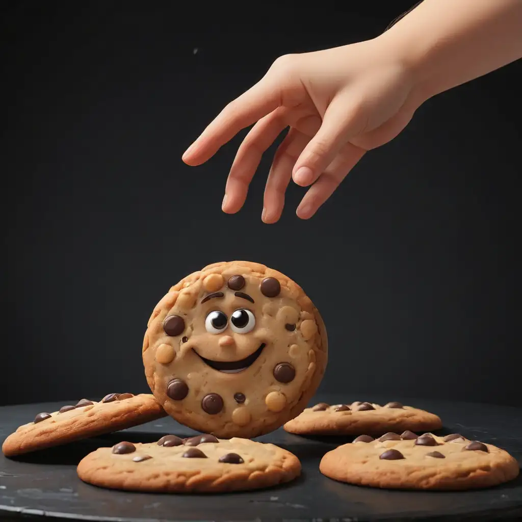 Cartoon-Hand-Reaching-for-Cookie-on-Black-Background