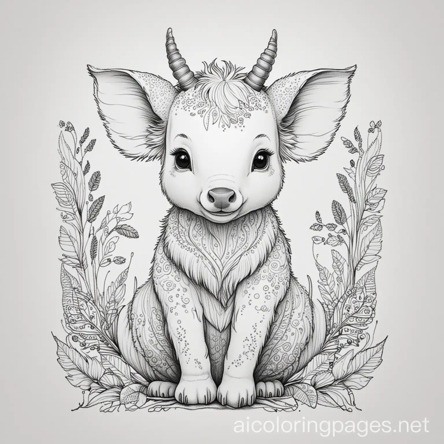 Adorable-Style-Animals-Coloring-Page-in-Black-and-White