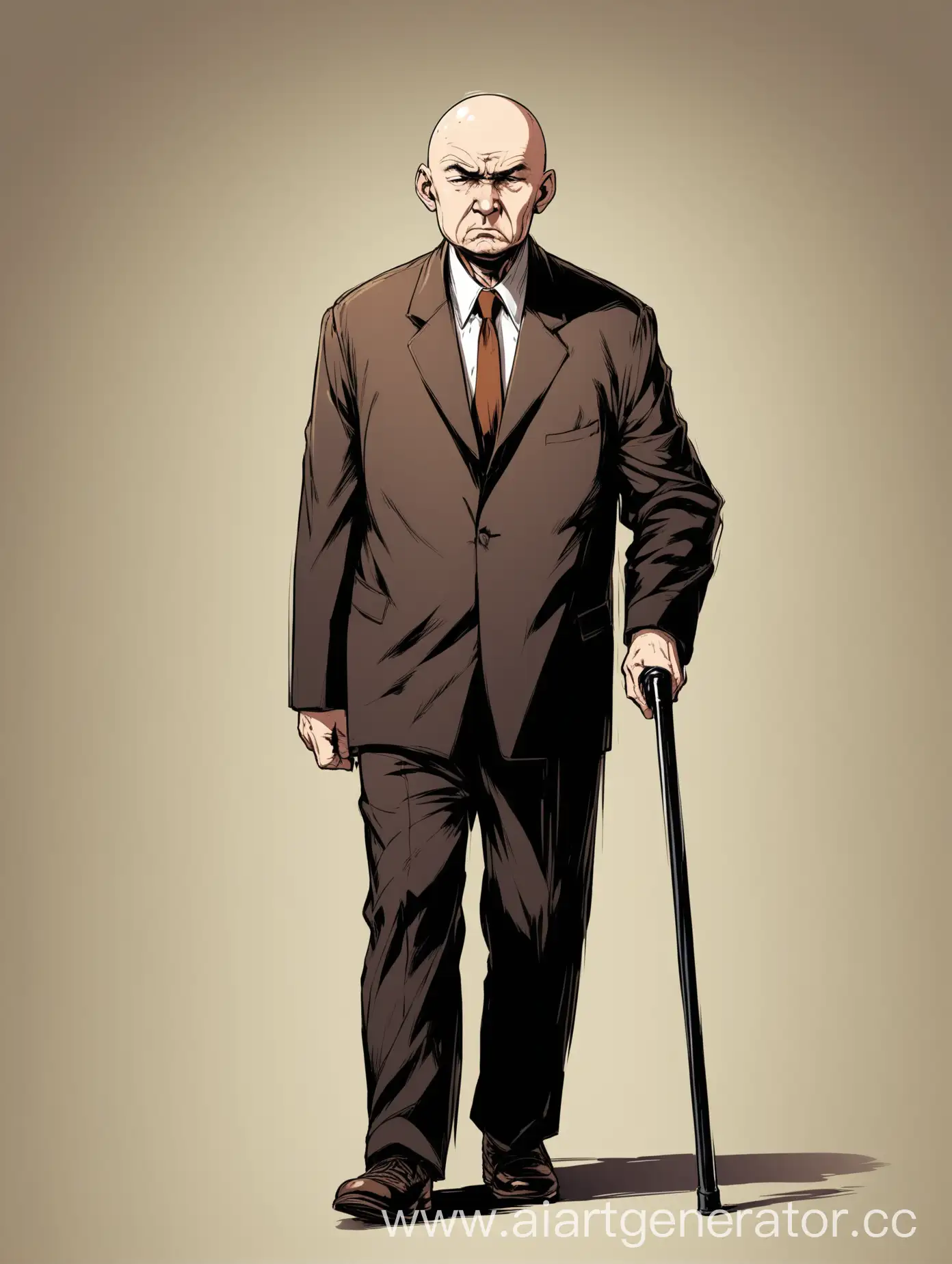 Mature-Man-with-Cane-Frowning-in-Concentration