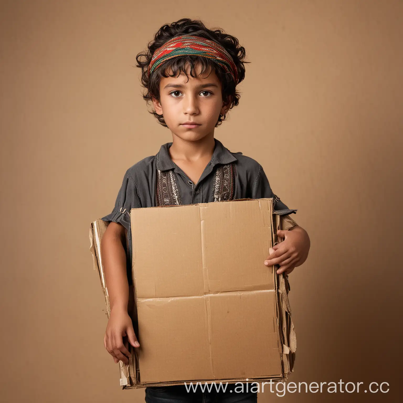 Young-Gypsy-Boy-with-Cardboard-Body-Art