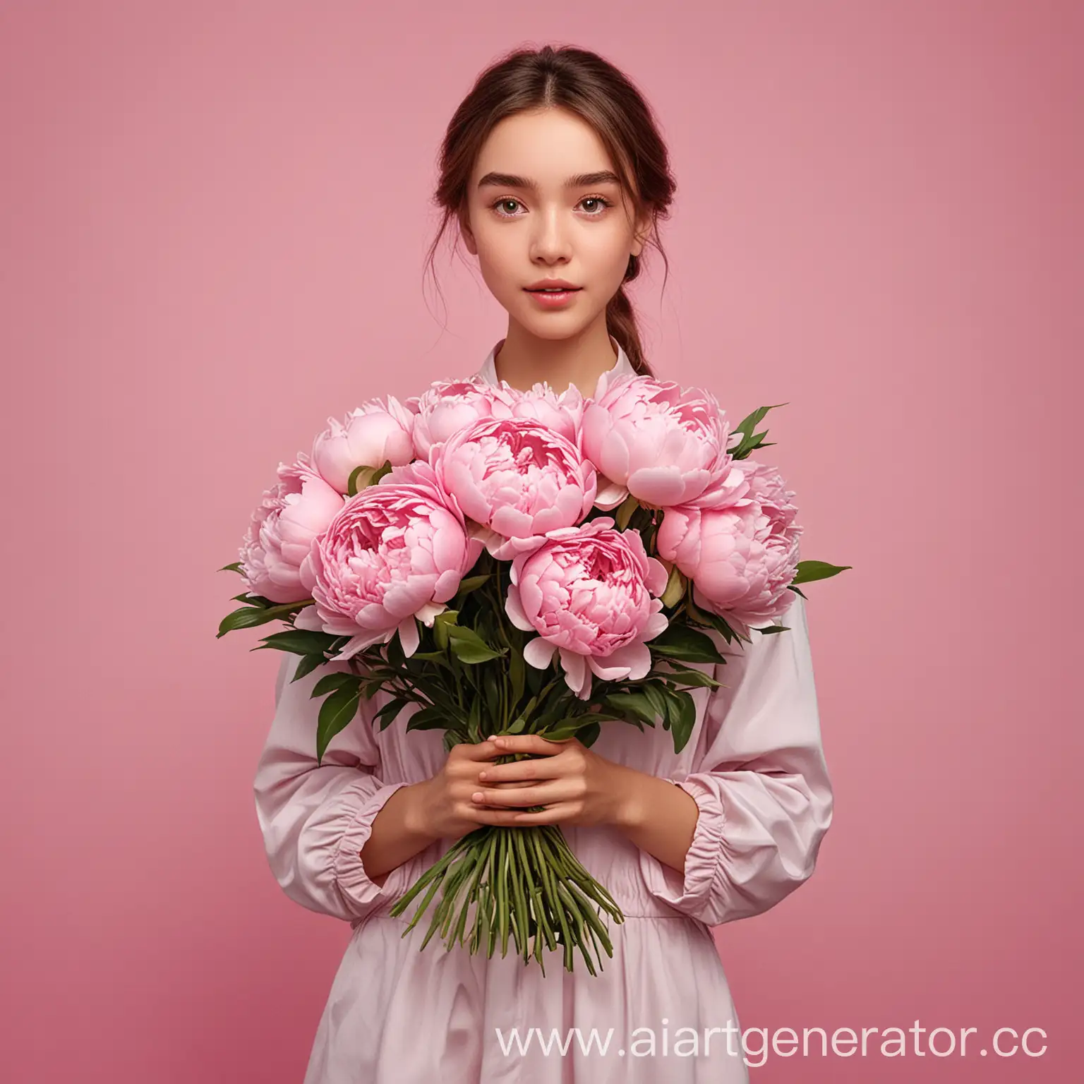 Рекламный плакат доставки цветов с главной героиней – девушкой с букетом пионов на розовом воздушном фоне – не просто информационное объявление, а настоящее произведение искусства, способное заинтересовать и вдохновить своей красотой и изысканностью
