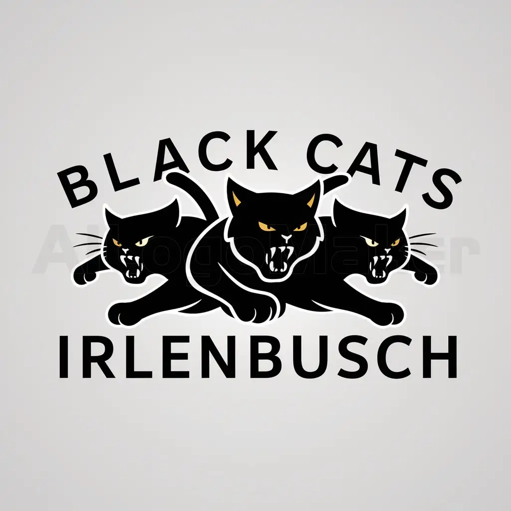 a logo design,with the text "Black Cats Irlenbusch", main symbol:Black Cats aggressive,Moderate,be used in Sports Fitness industry,clear background