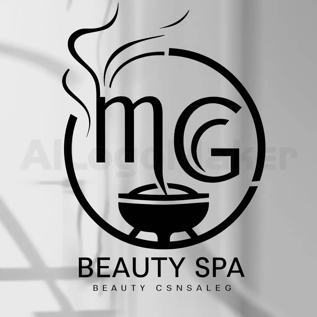 a logo design,with the text "MG", main symbol:circle, incense, smoke,Moderate,be used in Beauty Spa industry,clear background