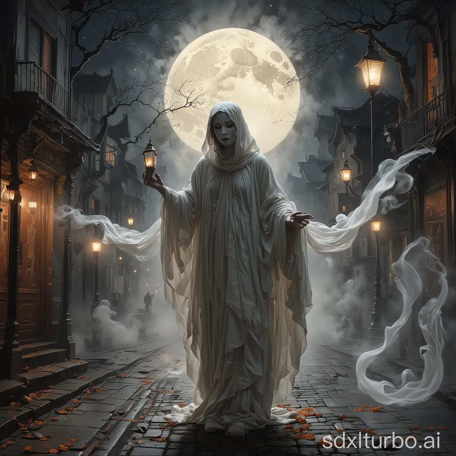 Ethereal-Ghost-Holding-Lantern-in-Misty-Urban-Twilight
