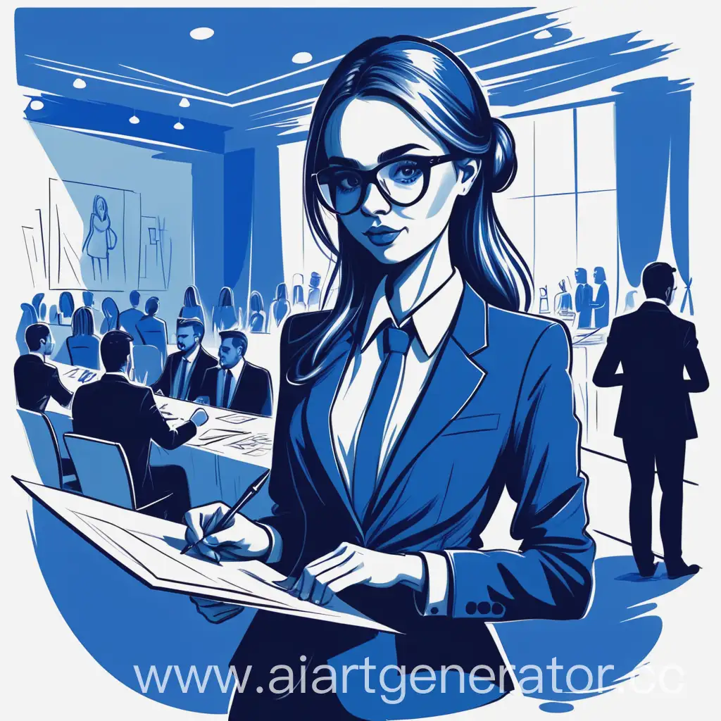 Event-Manager-Girl-Drawing-in-Blue-Tones