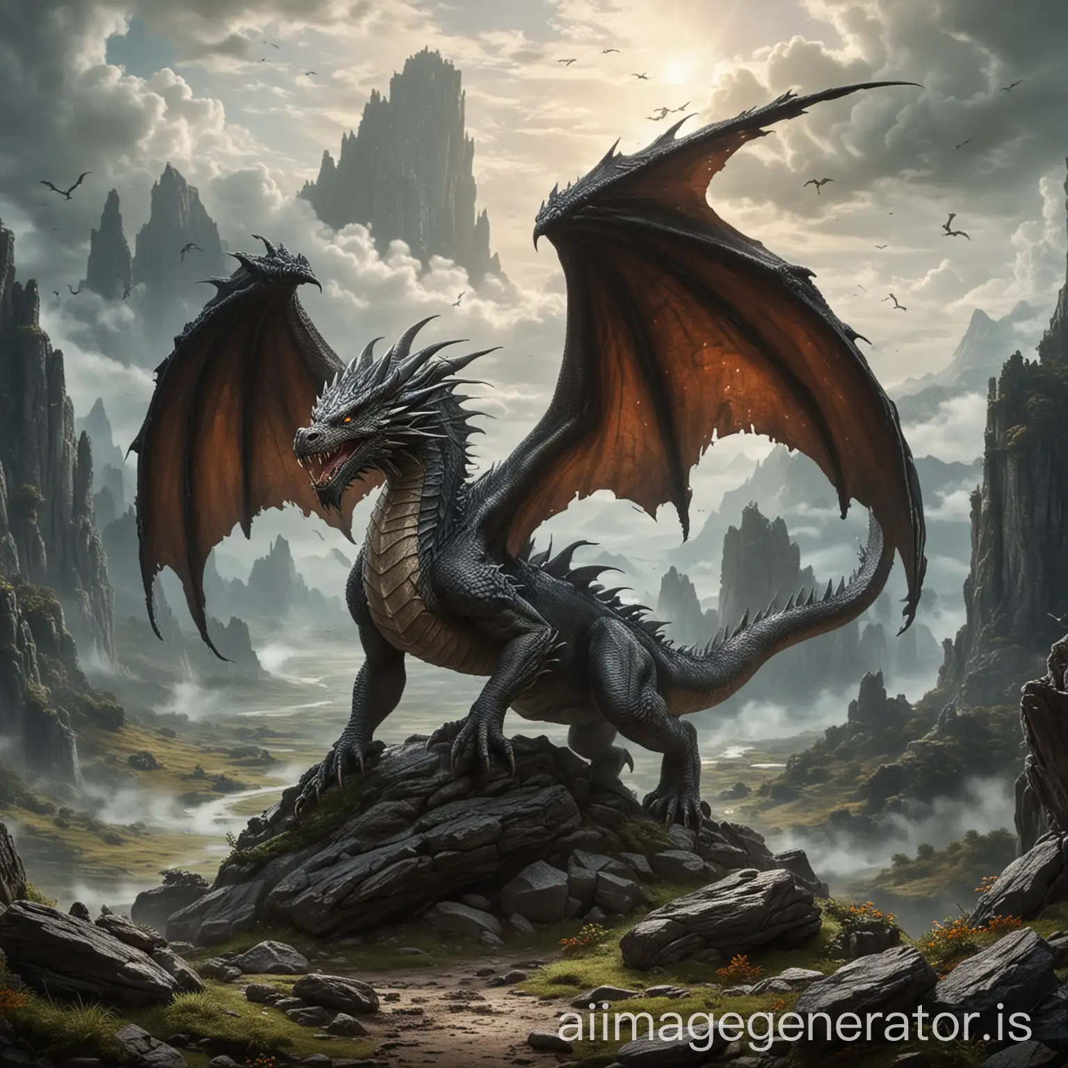 Majestic-Ground-Dragon-with-Twin-Wings-and-Tail