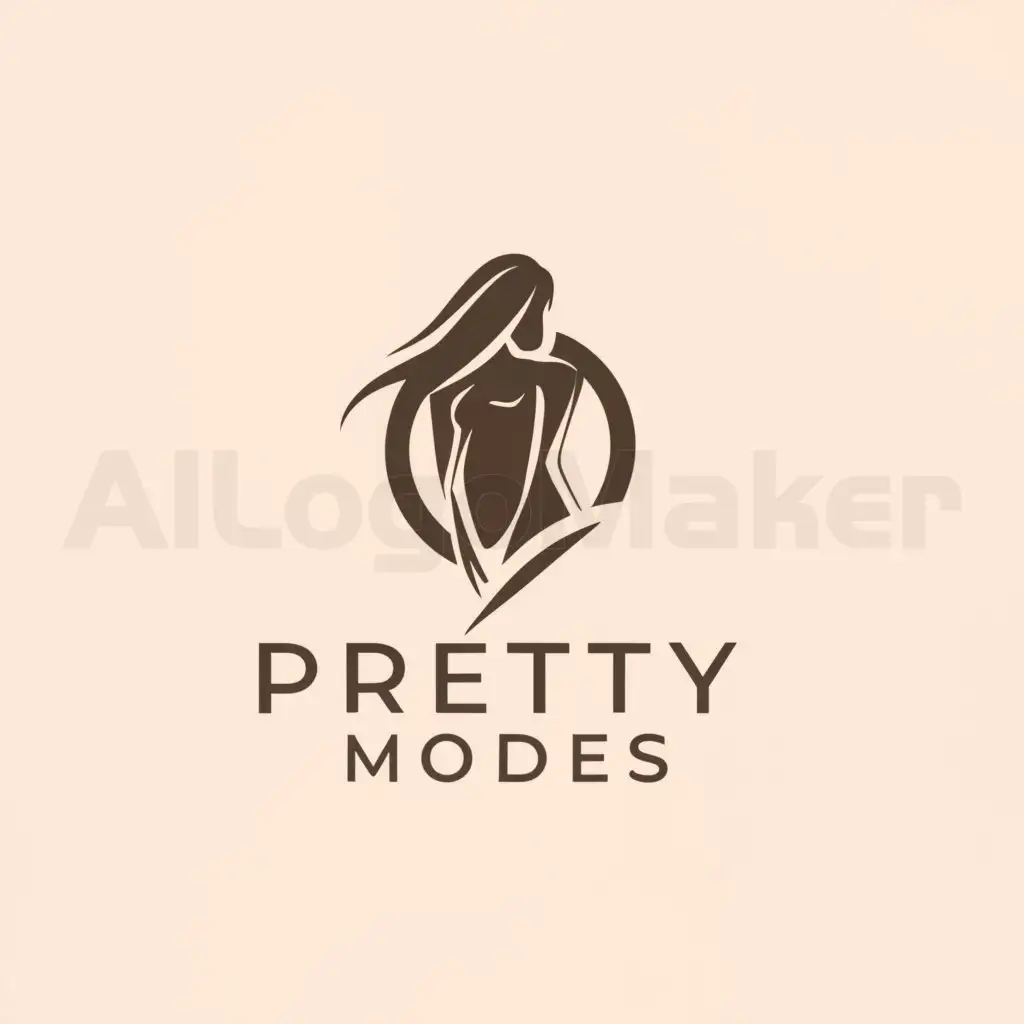 a logo design,with the text "pretty models", main symbol:model, beige, white, black,Moderate,be used in webcams industry,clear background