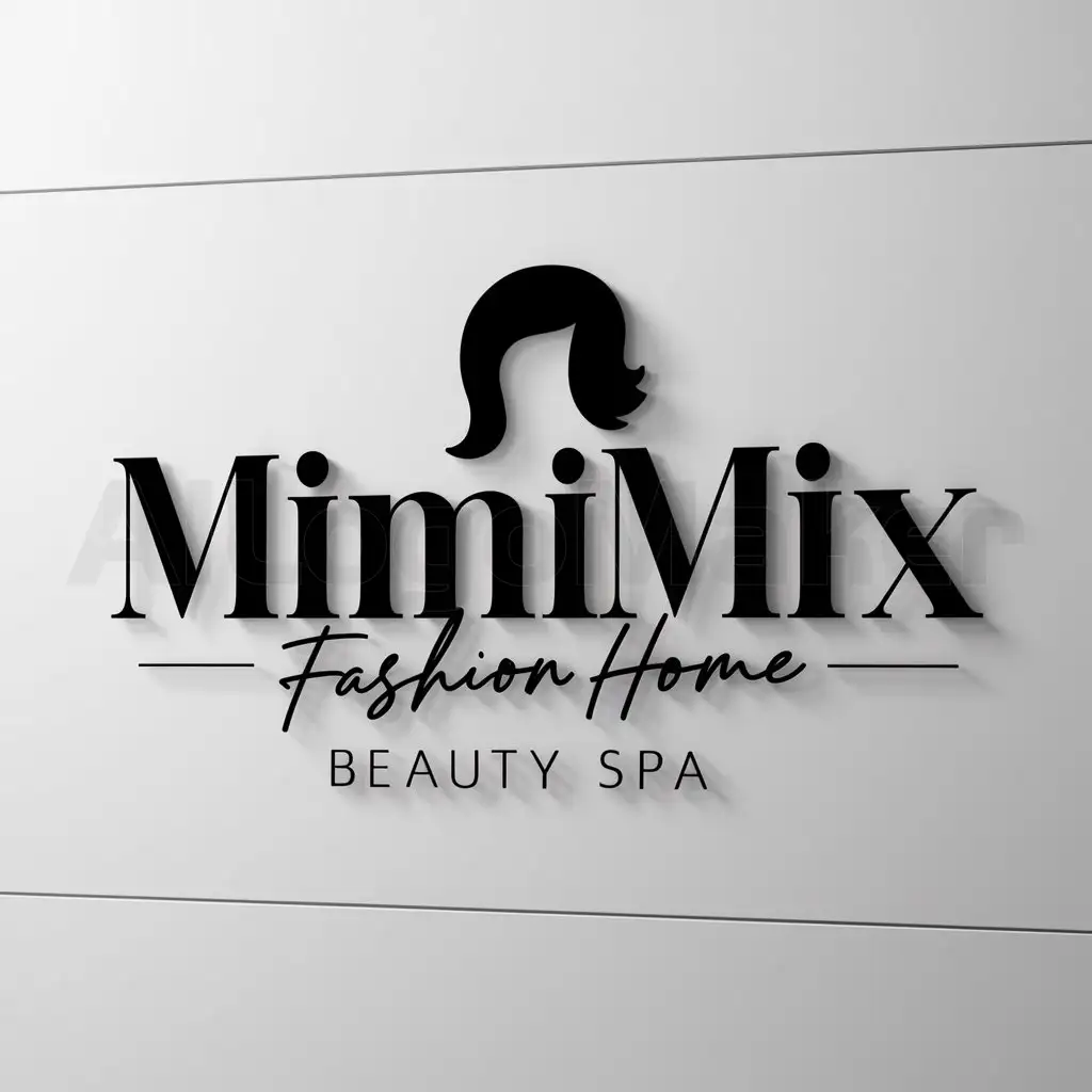a logo design,with the text "Mimimix Fashion Home", main symbol:Wigs,Moderate,be used in Beauty Spa industry,clear background