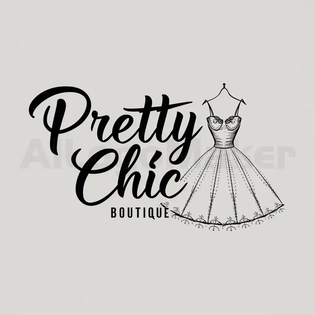 a logo design,with the text "Pretty Chic Boutique", main symbol:Women's fancy Dress,Moderate,clear background