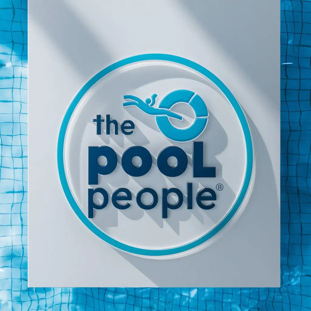a logo design,with the text "The Pool People", main symbol:this logo creates a circle LOGO and should include a Pool or pool-related theme. color preferred Blue tones to represent the pool theme. must be white background,Moderate,clear background