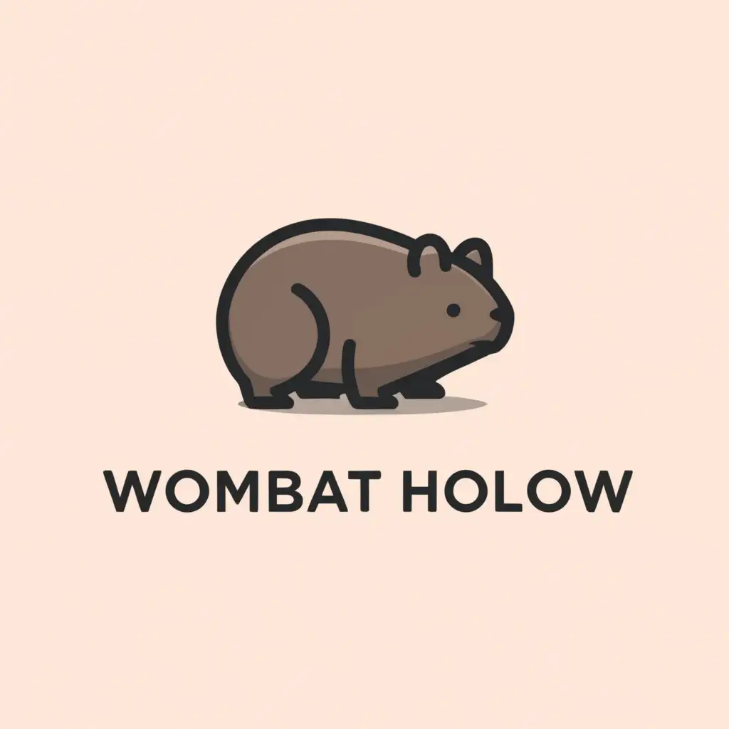 LOGO-Design-for-Wombat-Hollow-Minimalistic-Cute-Wombat-Head-on-Clear-Background