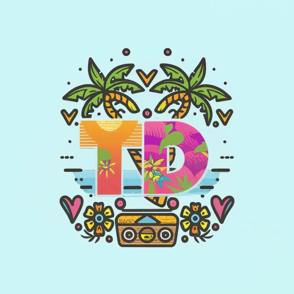 LOGO-Design-For-T-P-Tropical-Paradise-with-Palm-Tree-Vintage-TV-and-Island-Vibes
