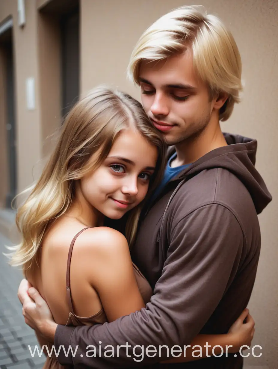 Blonde-Guy-Hugging-BrownHaired-Girl