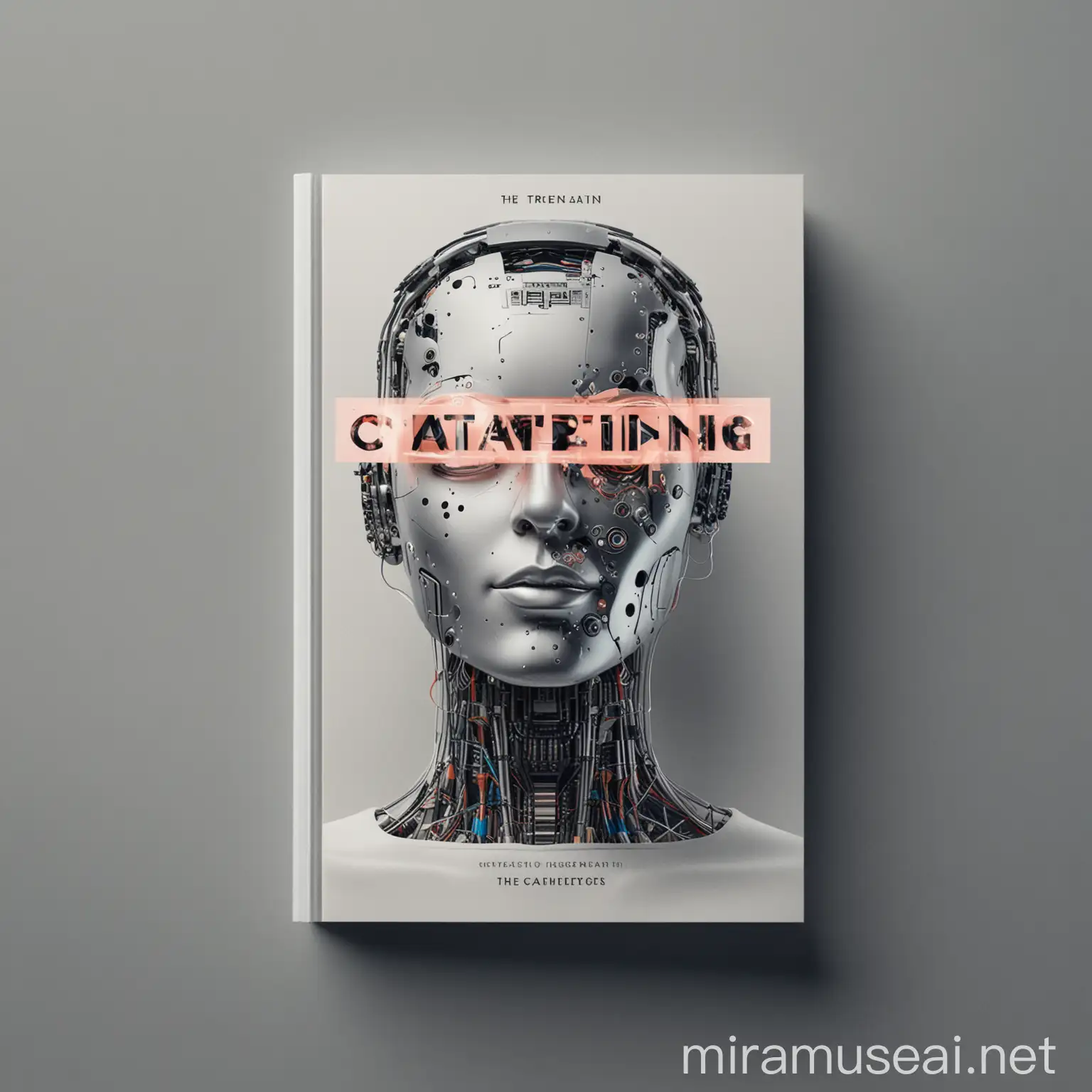 captivating trend book cover photo, the trend book is about ai advertising, simple, tech