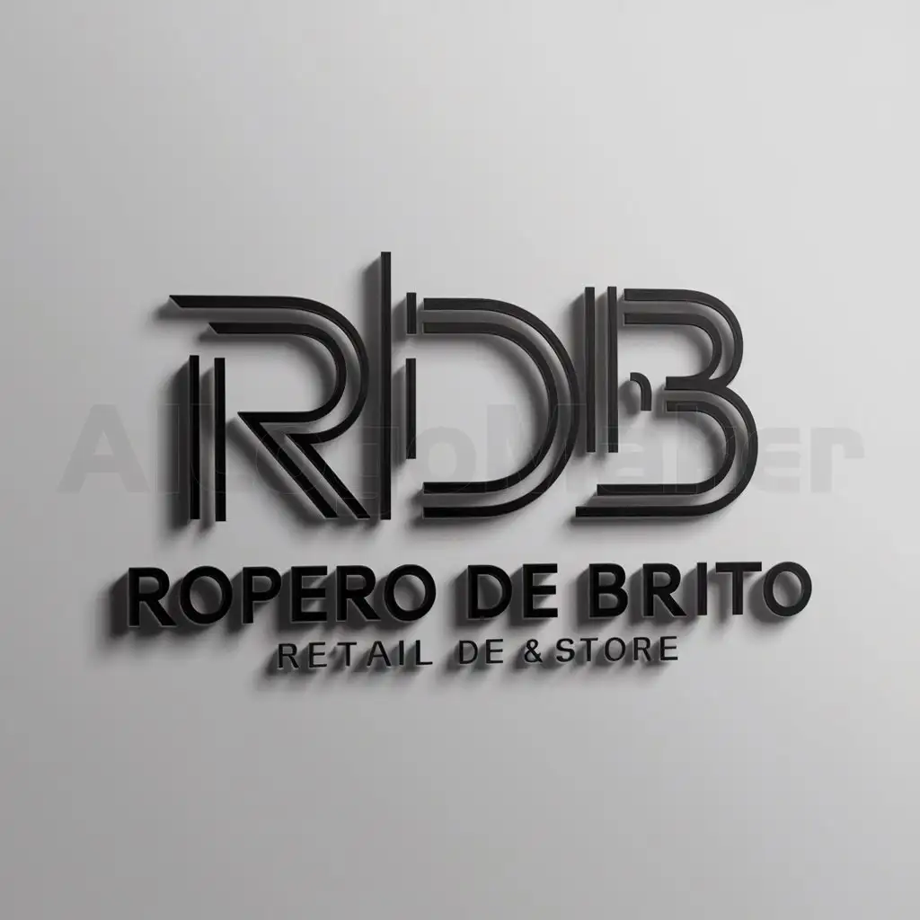 a logo design,with the text "Ropero de Brito", main symbol:RDB,complex,be used in store industry,clear background