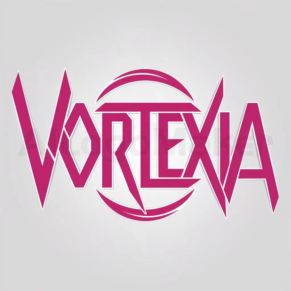 a logo design,with the text "Vortexia", main symbol:A futuristic pinky typography logo,complex,clear background