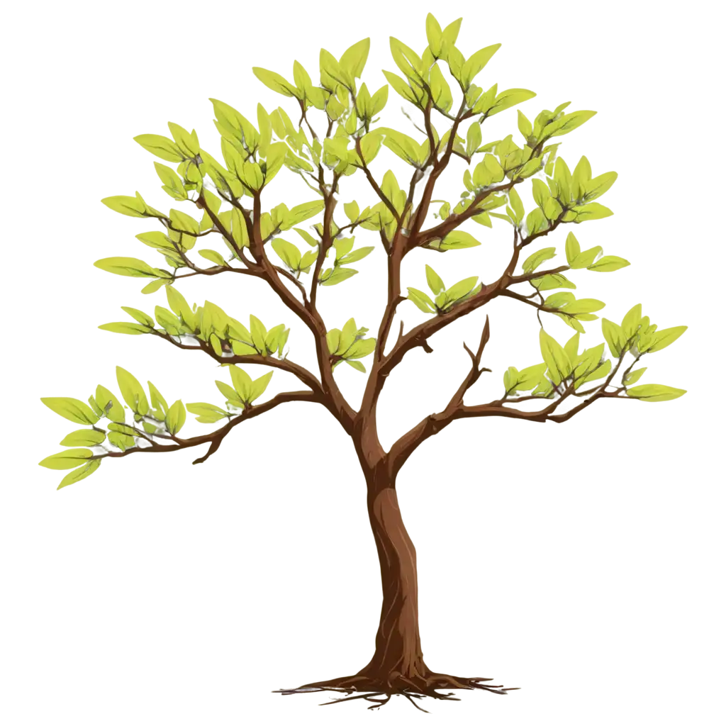 Arte digital vectorial de árbol bonsai joven sin hojas de color marrón