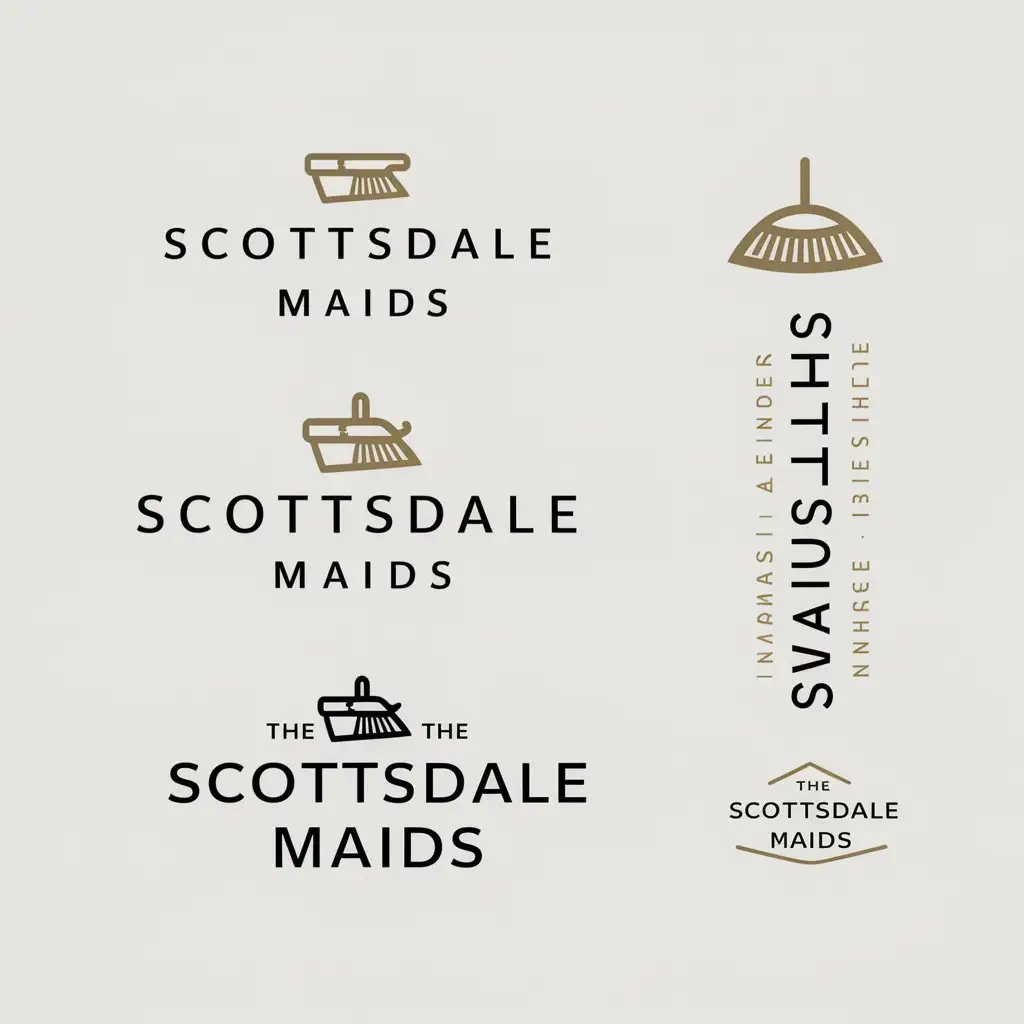 a logo design,with the text "The Scottsdale Maids", main symbol:The Scottsdale Maids, create a logo sheet for my company, 'The Scottsdale Maids'. The logo should reflect our services, which are primarily related to home and office cleaning. I'm open to your creativity and ideas; feel free to suggest color schemes and design concepts that you believe would best represent our brand.nnA logo sheet for my cleaning company we need a few designs for our logo:nn1. Name with logo,n2. Name vertical,n3. Name stacked,nnI want the designs to be simple and clean, and I love the idea of white and gold for the colors or white and blue.,complex,be used in home and office cleaning industry,clear background