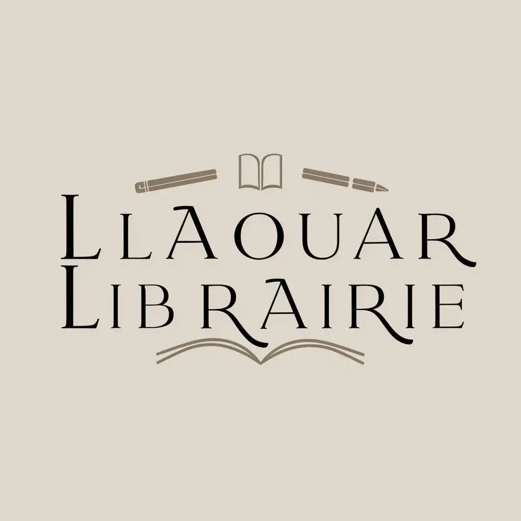 a logo design,with the text "LAAOUAR LIBRAIRIE", main symbol:STYLO & cahier,Moderate,clear background